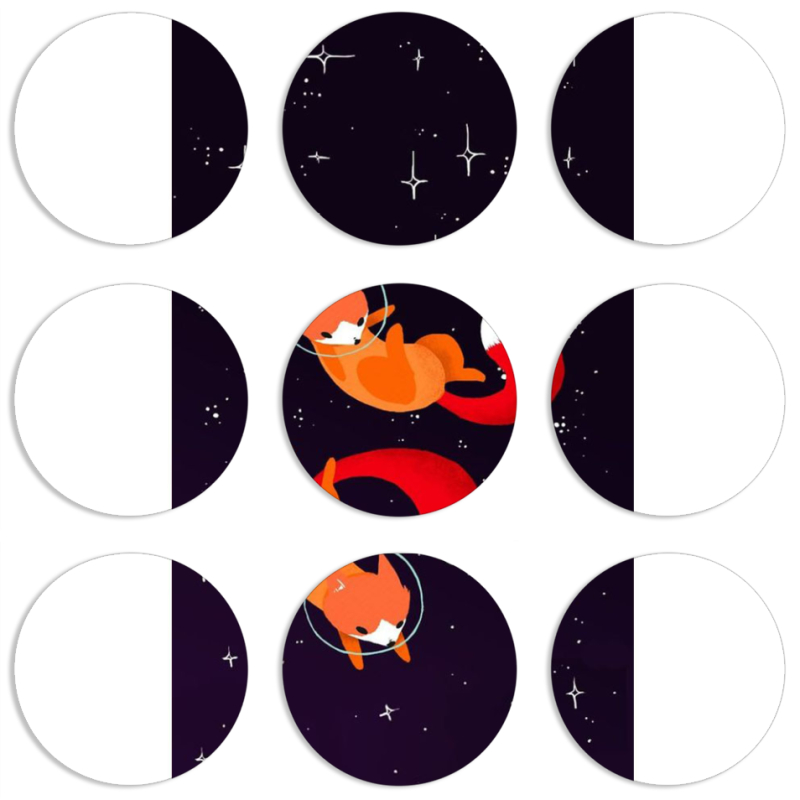 Магнитные фотопазлы круги d55 набор 9 штук Fox-Astronauts