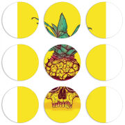 Магнитные фотопазлы круги d55 набор 9 штук Pineapple Skull