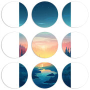 Магнитные фотопазлы круги d55 набор 9 штук 