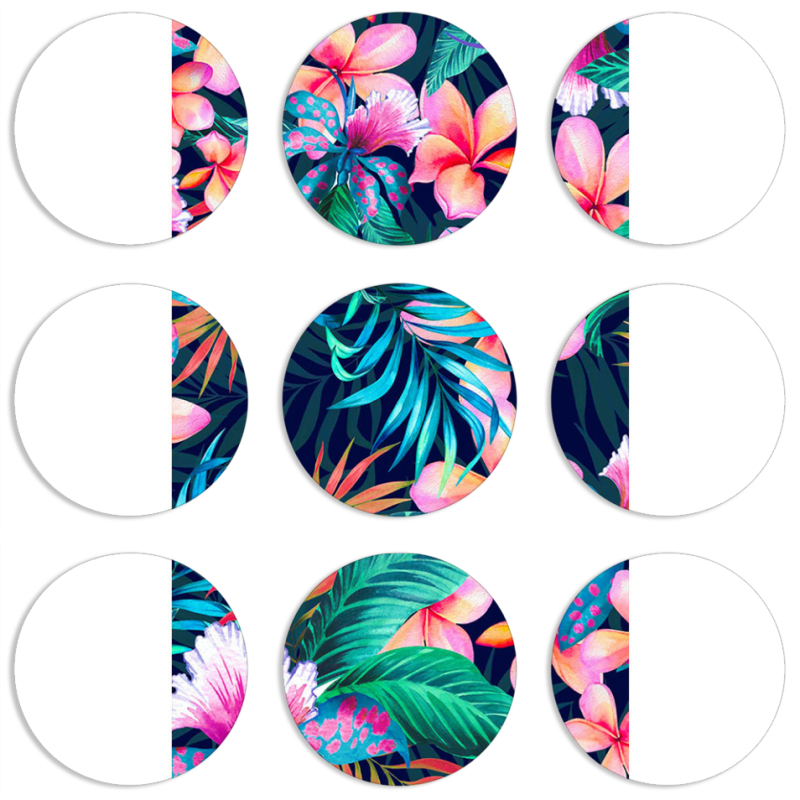 Магнитные фотопазлы круги d55 набор 9 штук flowers in the tropics