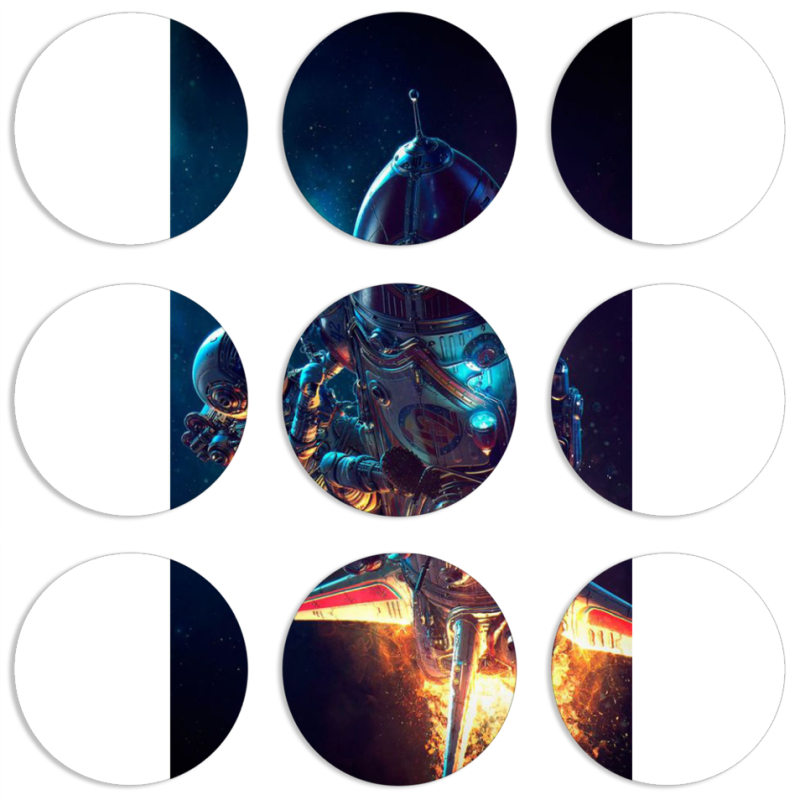 Магнитные фотопазлы круги d55 набор 9 штук 