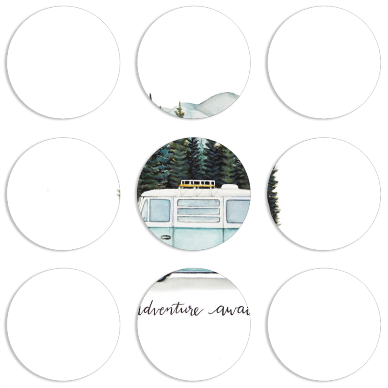 Магнитные фотопазлы круги d55 набор 9 штук 