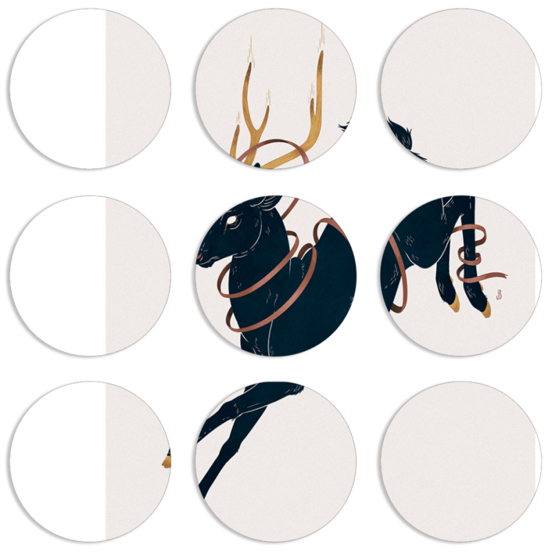 Магнитные фотопазлы круги d55 набор 9 штук Black Deer