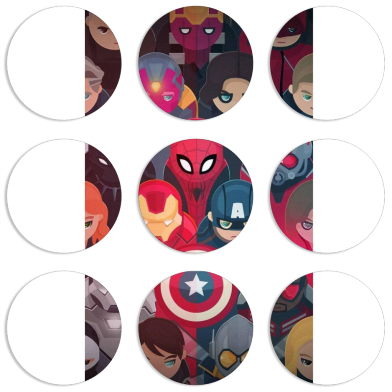 Магнитные фотопазлы круги d55 набор 9 штук 