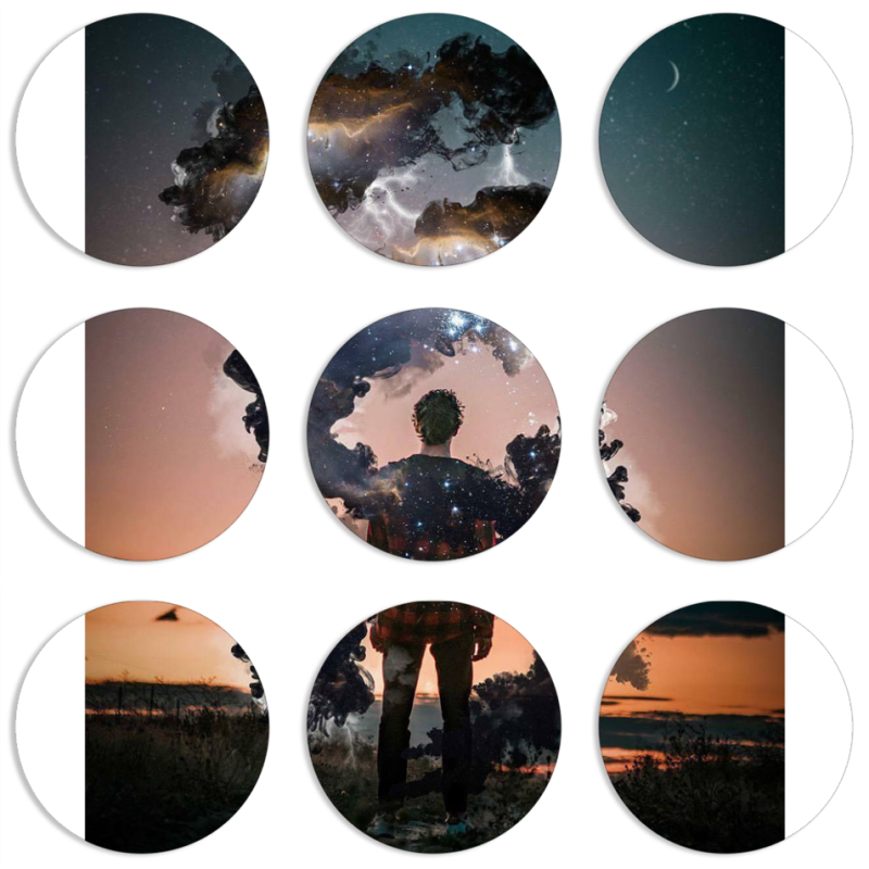 Магнитные фотопазлы круги d55 набор 9 штук 