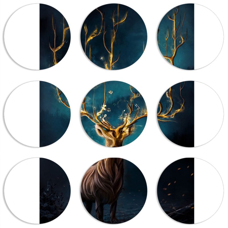 Магнитные фотопазлы круги d55 набор 9 штук Fairy Deer