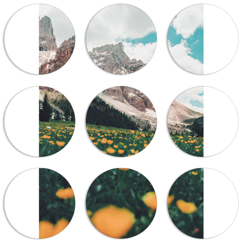 Магнитные фотопазлы круги d55 набор 9 штук 