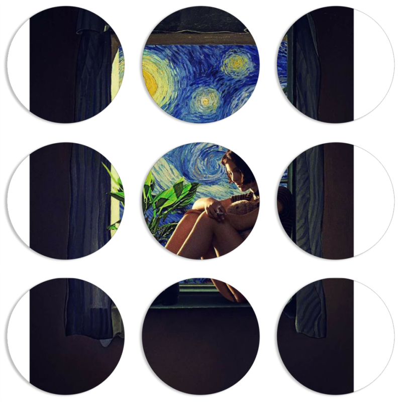 Магнитные фотопазлы круги d55 набор 9 штук 