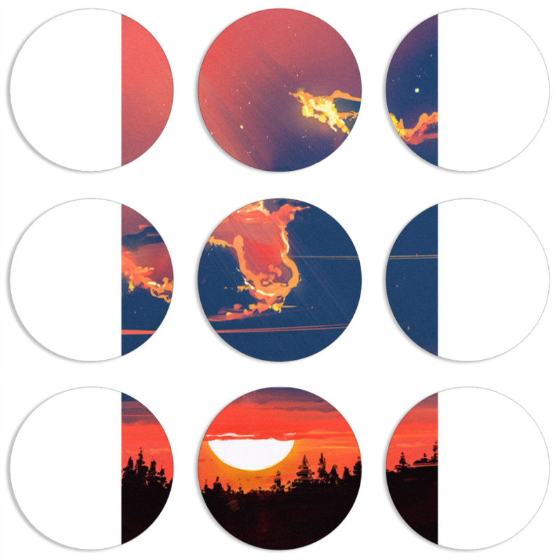 Магнитные фотопазлы круги d55 набор 9 штук Twilight