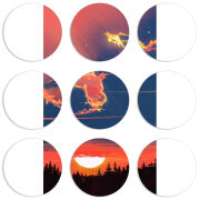 Магнитные фотопазлы круги d55 набор 9 штук Twilight