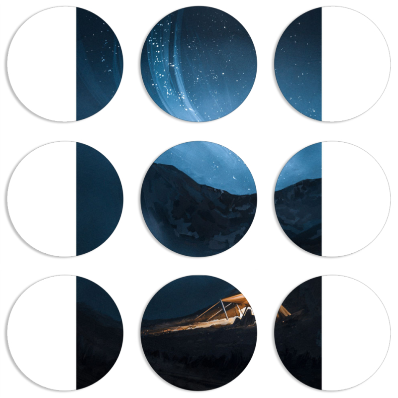 Магнитные фотопазлы круги d55 набор 9 штук Nowhere