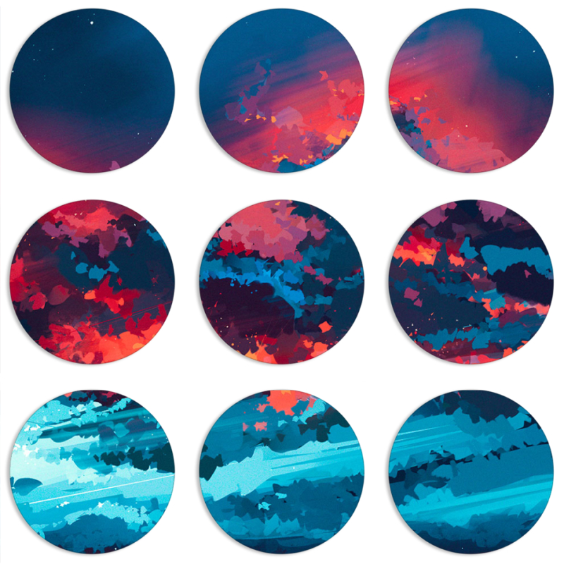 Магнитные фотопазлы круги d55 набор 9 штук Thunderclouds