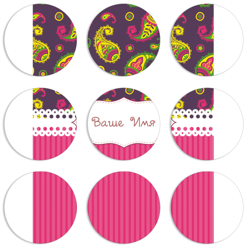 Магнитные фотопазлы круги d55 набор 9 штук 