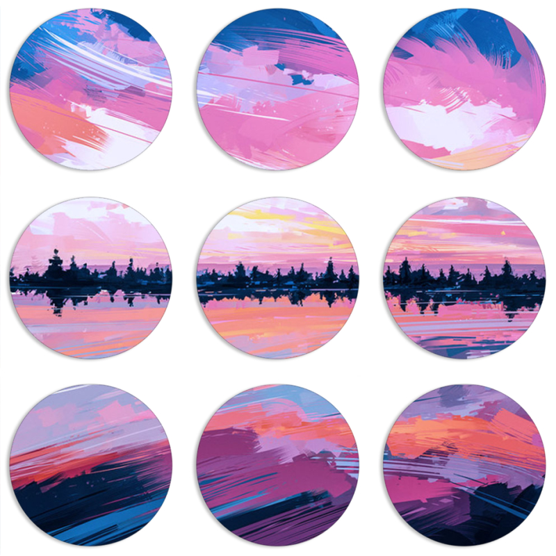 Магнитные фотопазлы круги d55 набор 9 штук Sky Mirror
