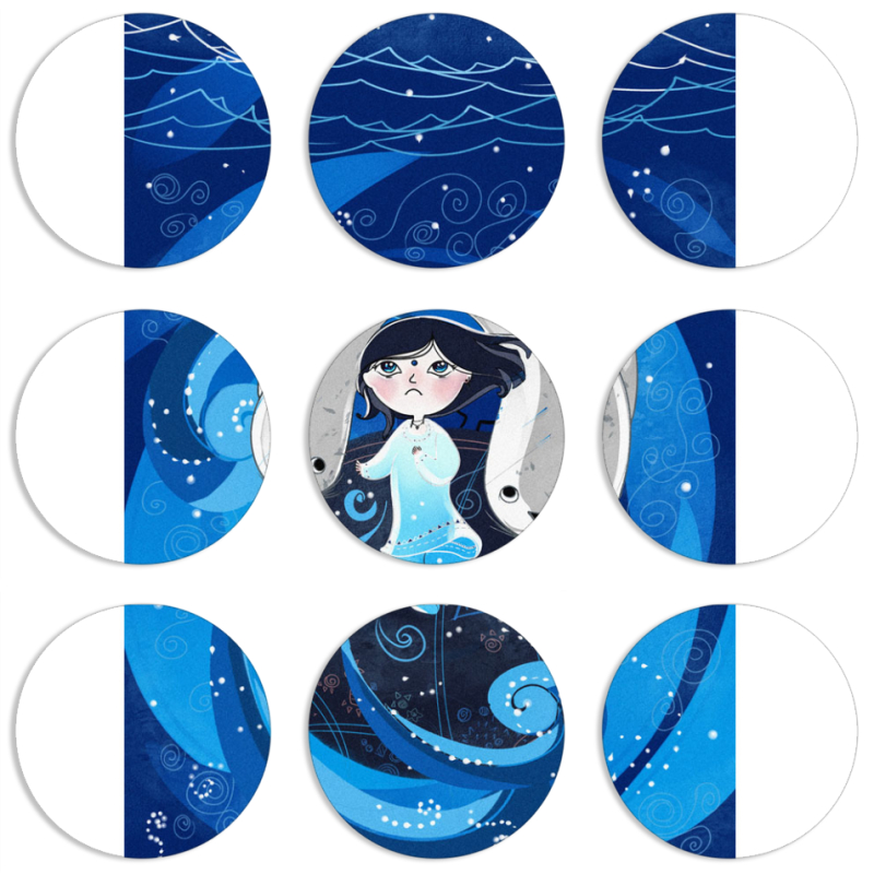 Магнитные фотопазлы круги d55 набор 9 штук Song of the Sea