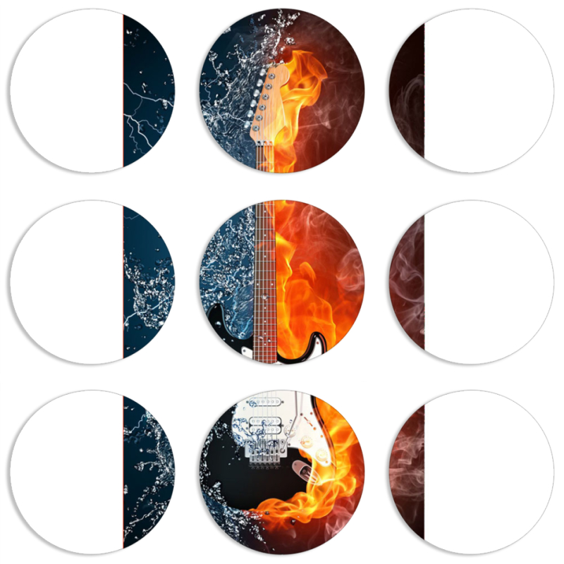 Магнитные фотопазлы круги d55 набор 9 штук Guitar