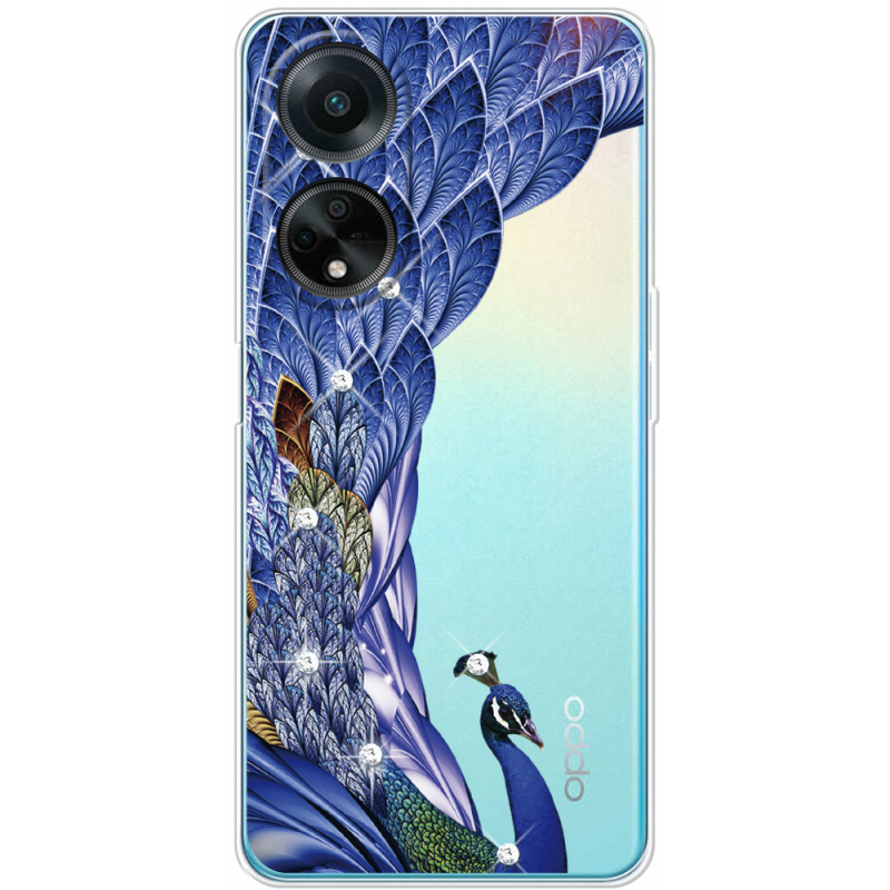 Чехол со стразами OPPO A98 5G Peafowl