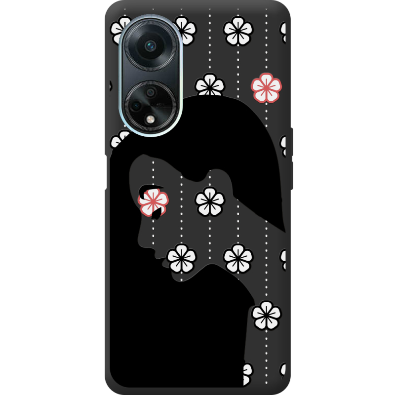 Черный чехол BoxFace OPPO A98 5G Flower Hair