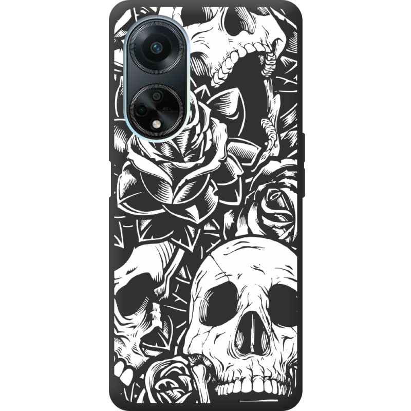 Черный чехол BoxFace OPPO A98 5G Skull and Roses