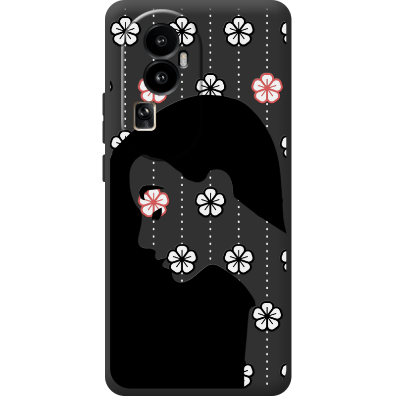 Черный чехол BoxFace OPPO Reno 10 (China) Flower Hair