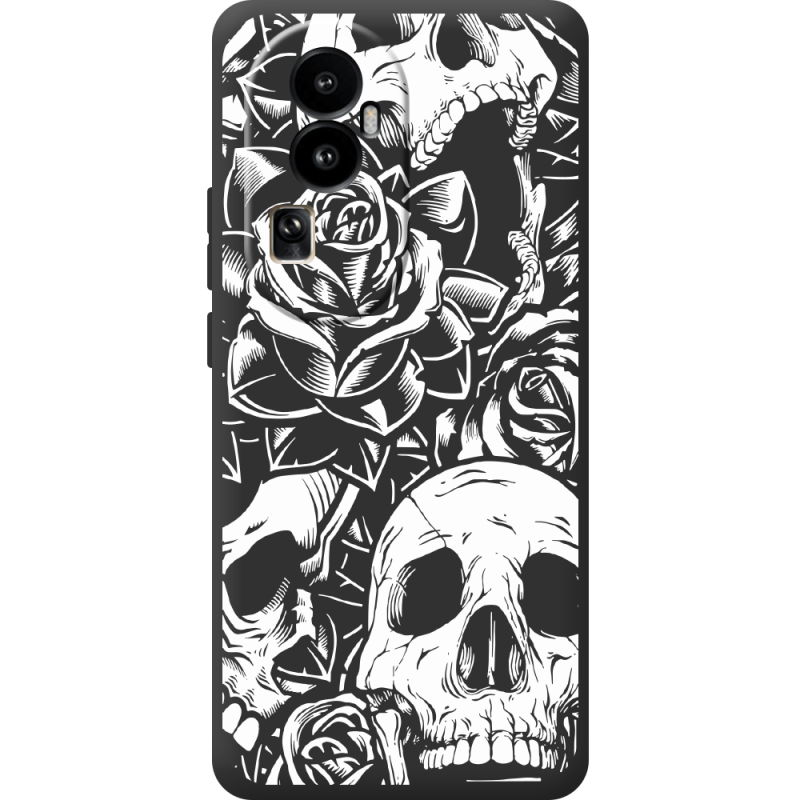 Черный чехол BoxFace OPPO Reno 10 (China) Skull and Roses