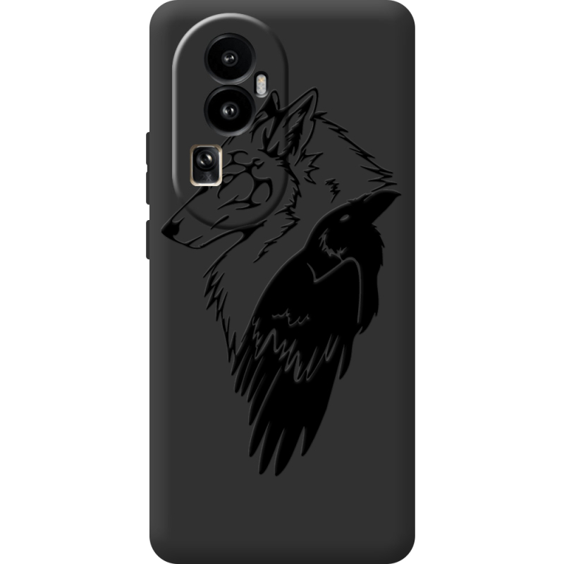 Черный чехол BoxFace OPPO Reno 10 (China) Wolf and Raven