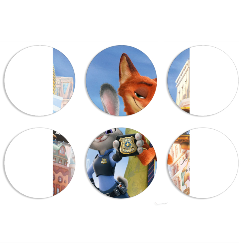 Магнитные фотопазлы круги d55 набор 6 штук 