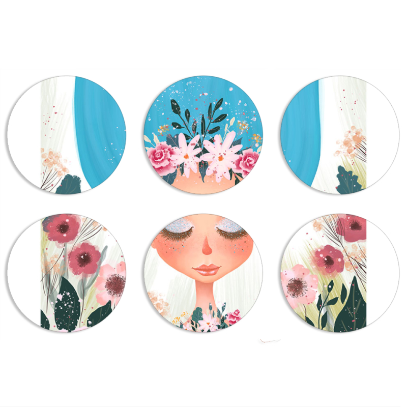 Магнитные фотопазлы круги d55 набор 6 штук 