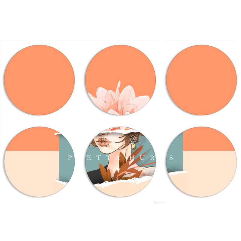 Магнитные фотопазлы круги d55 набор 6 штук 