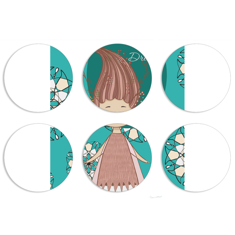 Магнитные фотопазлы круги d55 набор 6 штук Dream Girl