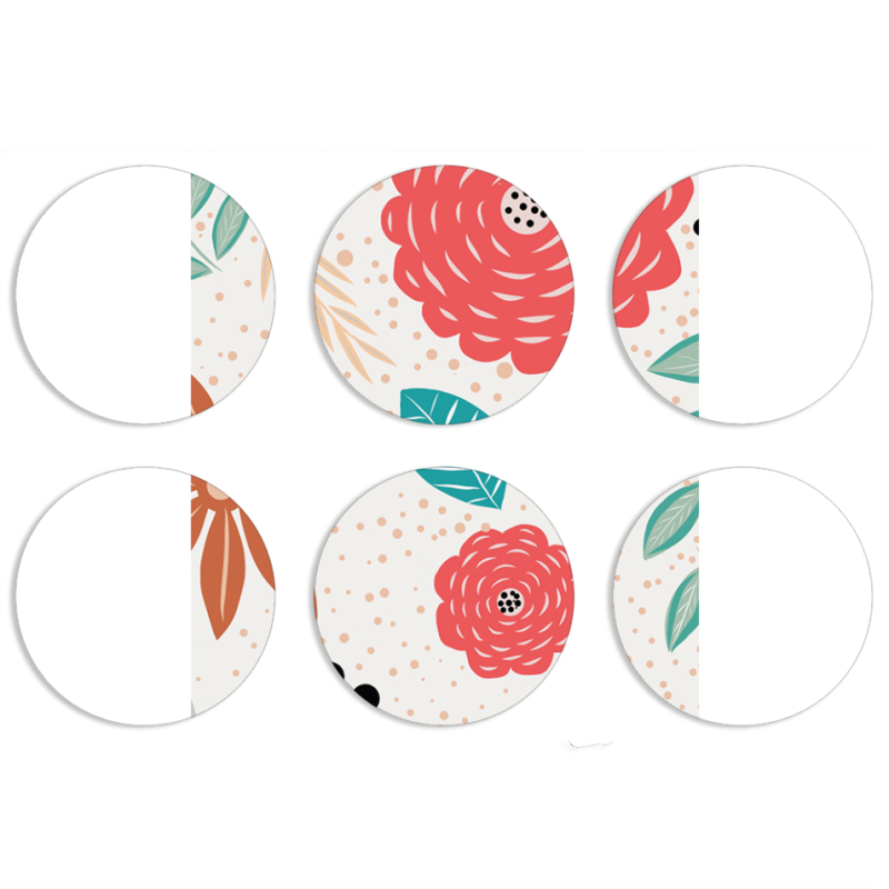 Магнитные фотопазлы круги d55 набор 6 штук Line Flowers