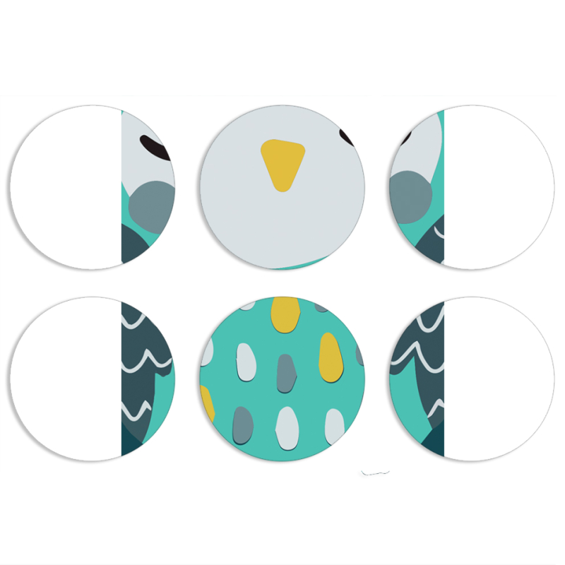 Магнитные фотопазлы круги d55 набор 6 штук Green Owl