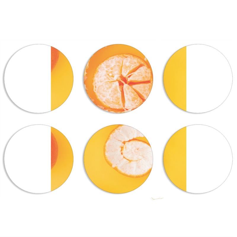 Магнитные фотопазлы круги d55 набор 6 штук Yellow Mandarins