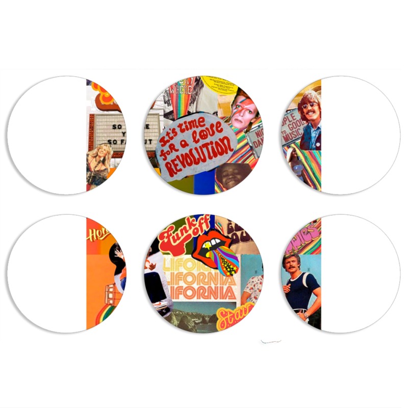 Магнитные фотопазлы круги d55 набор 6 штук 70s