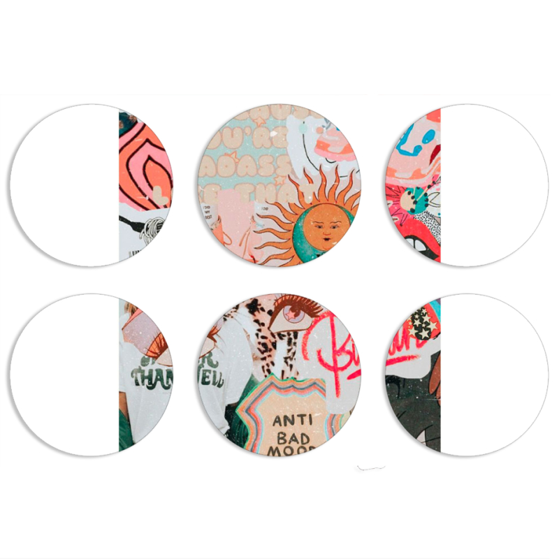 Магнитные фотопазлы круги d55 набор 6 штук 