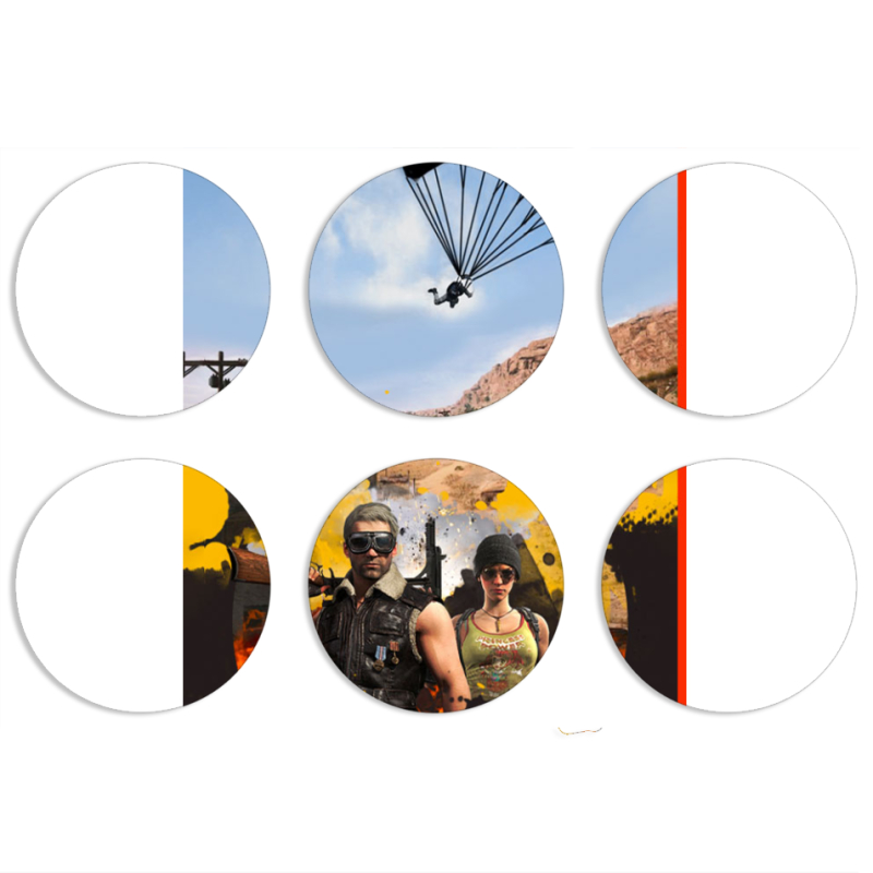 Магнитные фотопазлы круги d55 набор 6 штук Pubg parachute