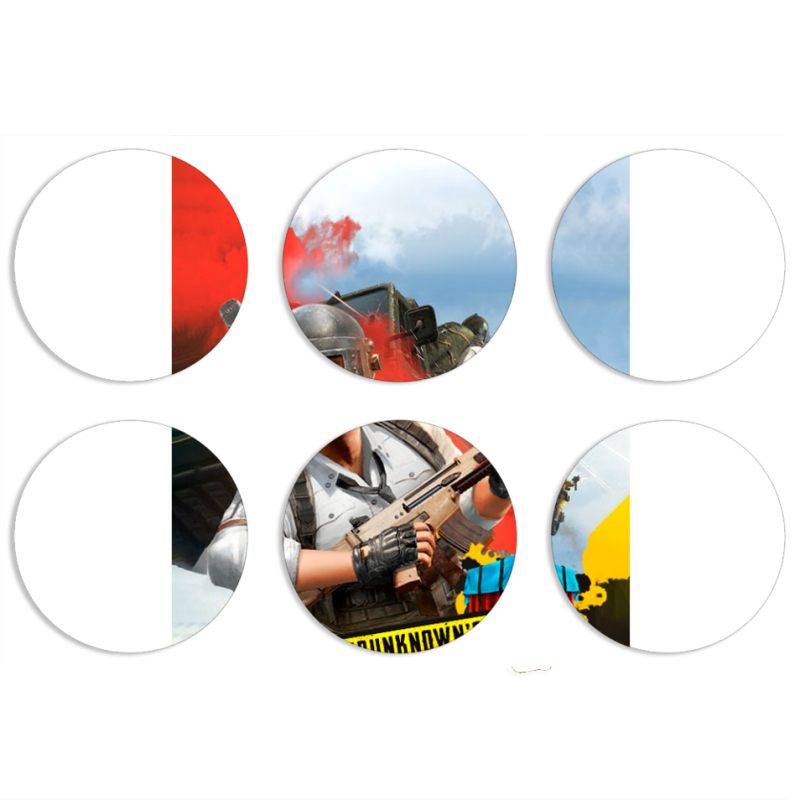 Магнитные фотопазлы круги d55 набор 6 штук PLAYERUNKNOWN'S BATTLEGROUNDS