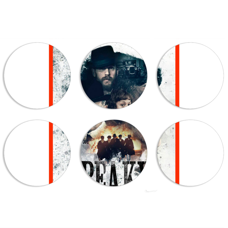 Магнитные фотопазлы круги d55 набор 6 штук Peaky Blinders Poster