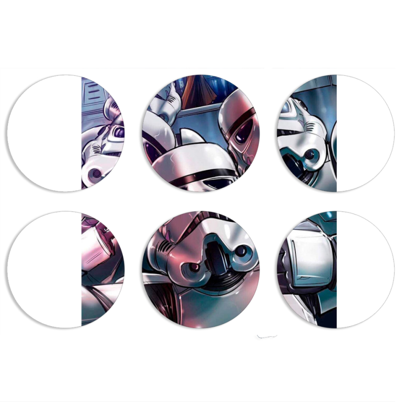Магнитные фотопазлы круги d55 набор 6 штук Stormtroopers