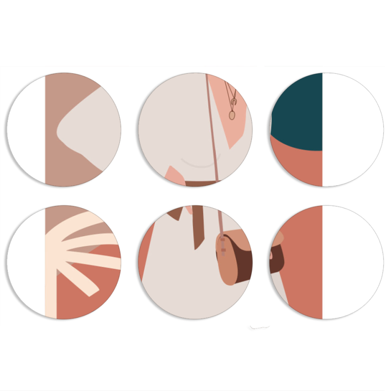 Магнитные фотопазлы круги d55 набор 6 штук 