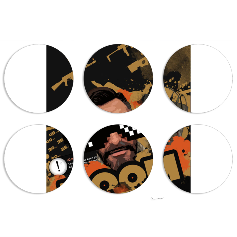 Магнитные фотопазлы круги d55 набор 6 штук CS:Go C4