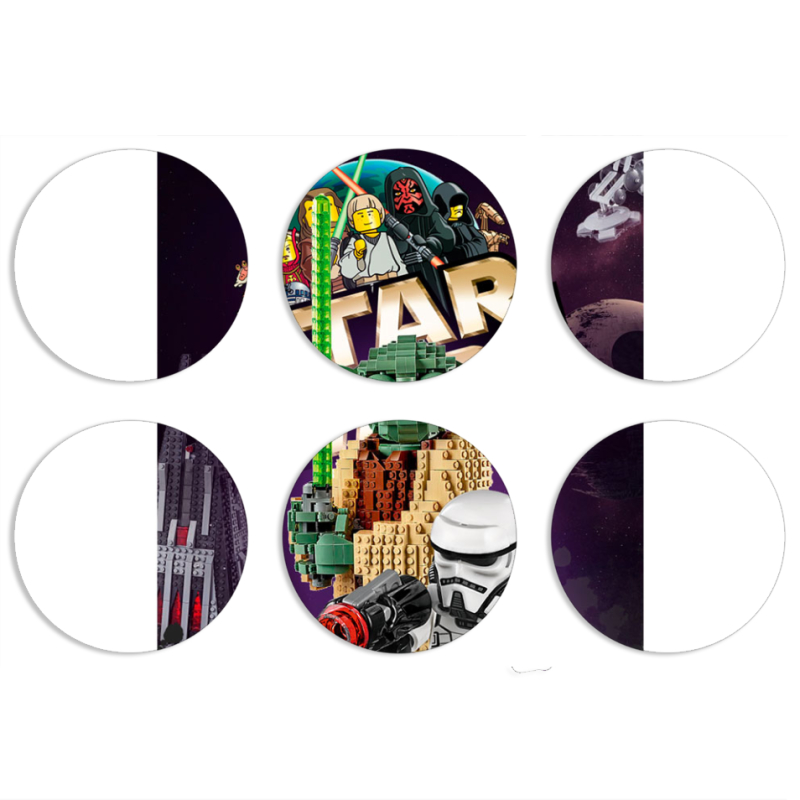 Магнитные фотопазлы круги d55 набор 6 штук Lego StarWars