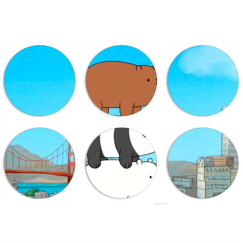 Магнитные фотопазлы круги d55 набор 6 штук 