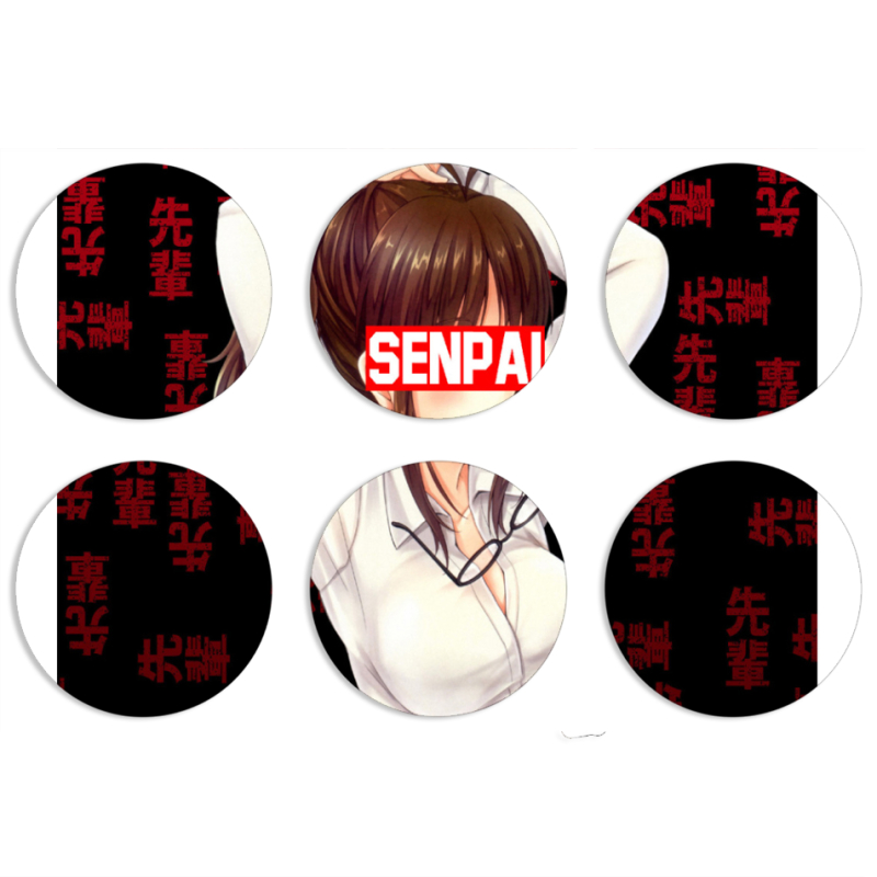 Магнитные фотопазлы круги d55 набор 6 штук Senpai