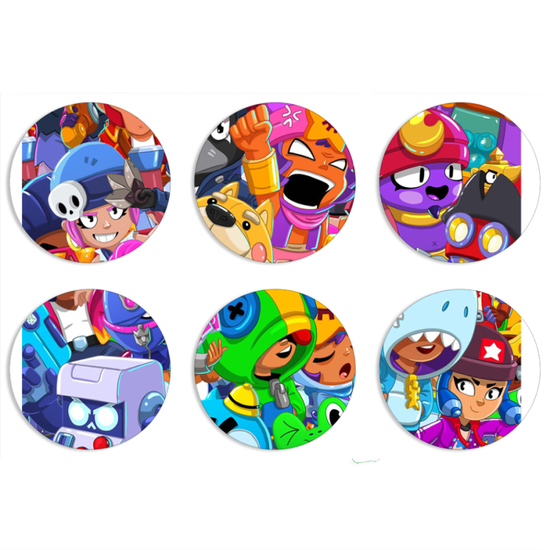 Магнитные фотопазлы круги d55 набор 6 штук friends brawl stars