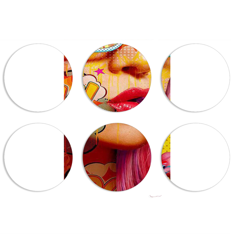 Магнитные фотопазлы круги d55 набор 6 штук Yellow Girl Pop Art