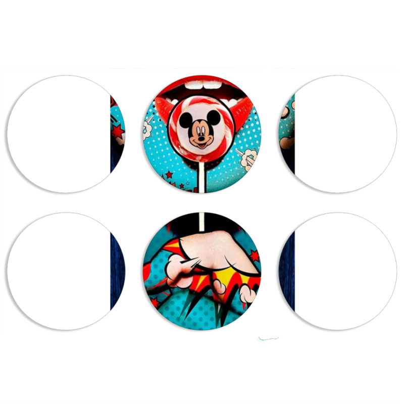 Магнитные фотопазлы круги d55 набор 6 штук Girl Pop Art