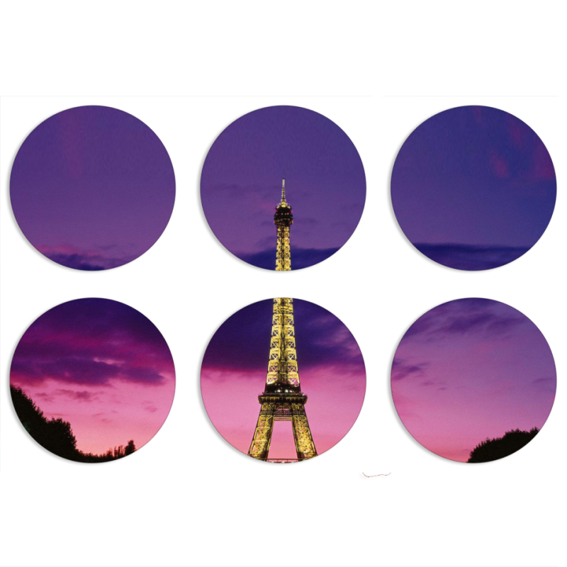 Магнитные фотопазлы круги d55 набор 6 штук Полночь в Париже