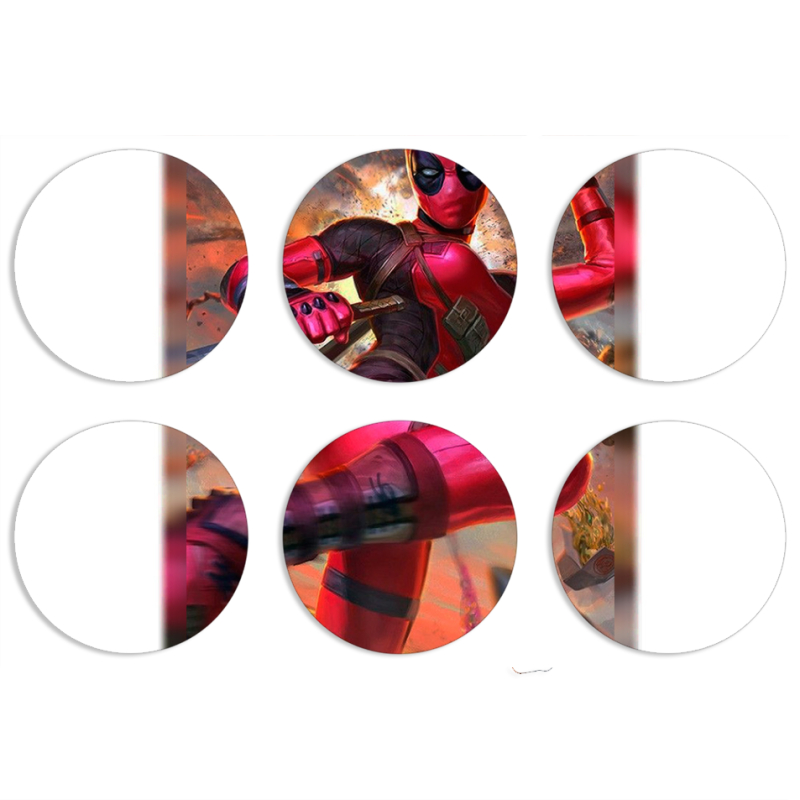 Магнитные фотопазлы круги d55 набор 6 штук Woman Deadpool