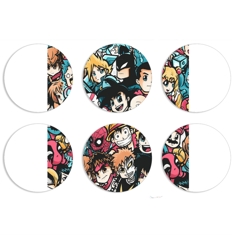Магнитные фотопазлы круги d55 набор 6 штук Anime Stickers